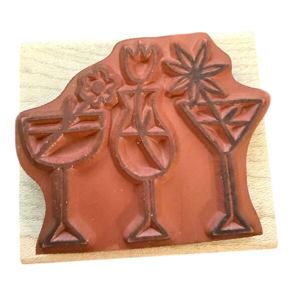 A Muse Artstamp Flower Cocktails Martini Rubber Stamp - Picture 3 of 3